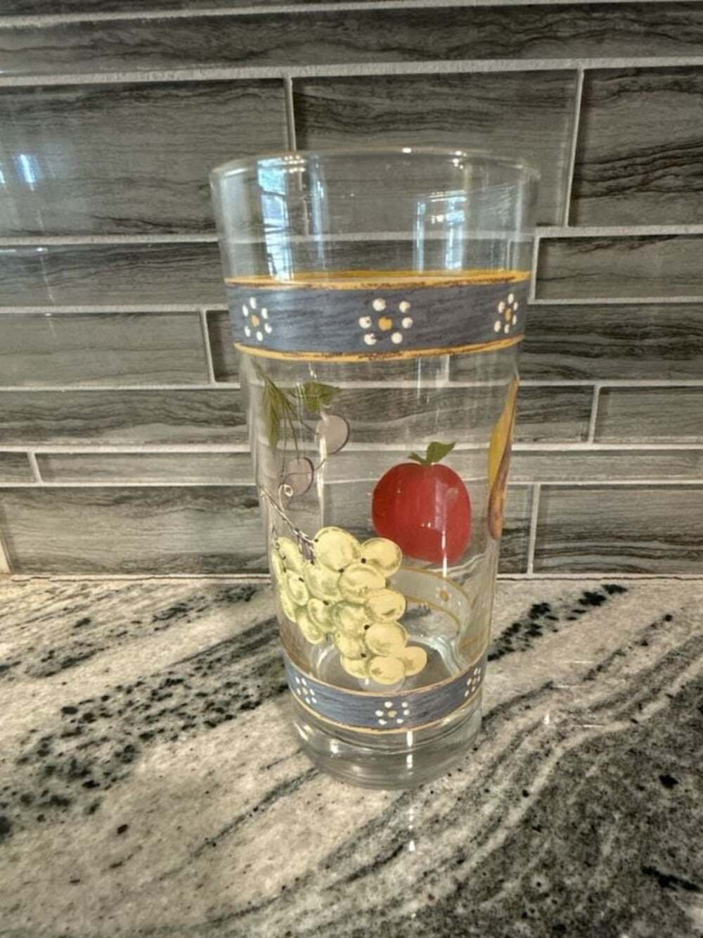 Block Country Orchard Tall Tumbler Glass with Painted Fruit Design